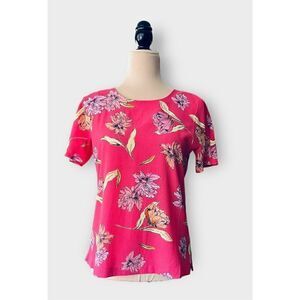 Rose & Olive Women’s Pink Floral Short Sleeve Top Blouse size XS